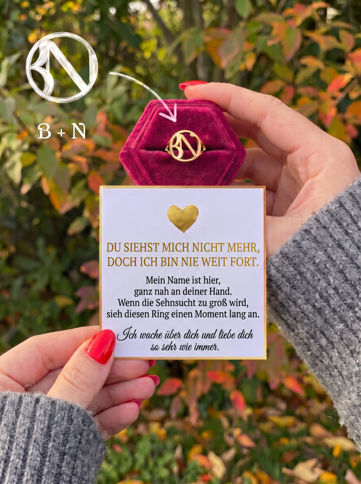 Nie weit fort – Monogramm-Ring